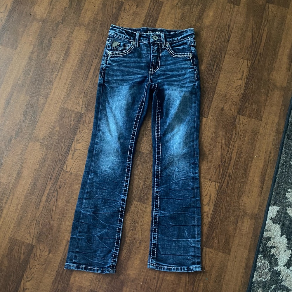 Salvage-Chaos-Buckle. Dark Blue Denim Jeans - Classic Straight Fit